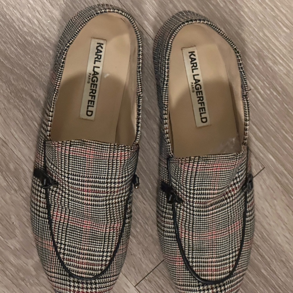Karl Lagerfeld Loafers Checkered with Black and Pink Accents Women 6.5M / 37B